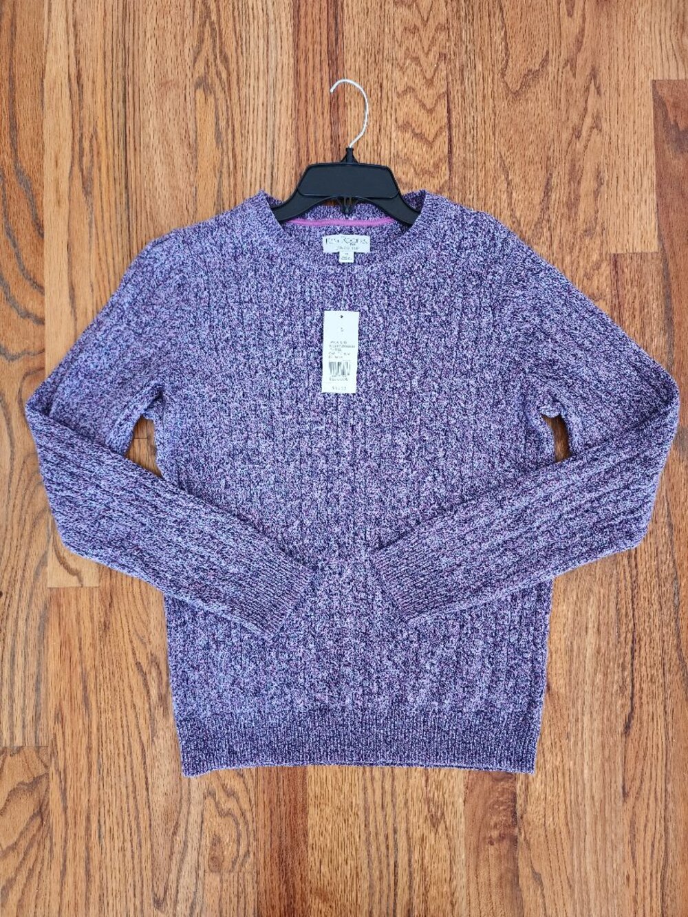 NWT Kim Rogers Petite Small Purple Cable Knit Sweater 100% Cotton